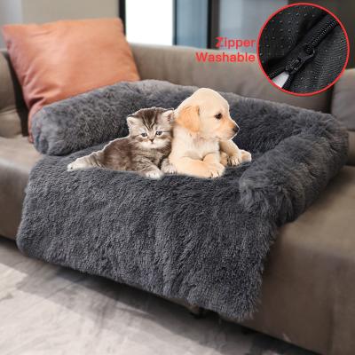 China CF Factory Removable Cover Faux Fur Memory Foam Furniture Protector Original Removable Pet Bed Calming Washable Bed Cushion Plush Dog Bed Luxury for sale