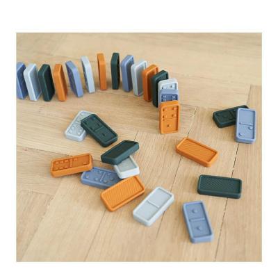 China Wholesale Eco-Friendly Toys Educational Toddler Domino Block Colorful Silicone Domino Set Toys For Children for sale