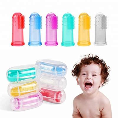 China BPA Free Food Grade Silicone Baby Finger Toothbrush With Case Set For Infant &Toddlers, Teether Toothbrush for sale