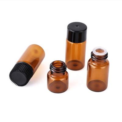 China Cheap price cosmetic 1ml 2ml 3ml 5ml mini Amber Glass Essential Oil Vial for sale