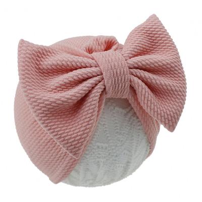 China Plush Baby Hospital Hat New Style Infant Hap Suitable 0-2 Years Baby Turban Hat With Bow Kids Skullcap for sale