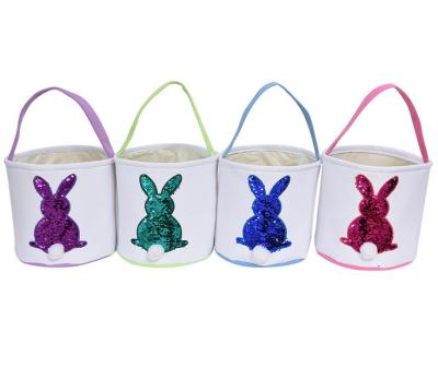 China Wholesale Canvas Easterbag Easter Tote Bunny Bag Easter Bucket Easter Glitter Easter Basket Drop Ship for sale