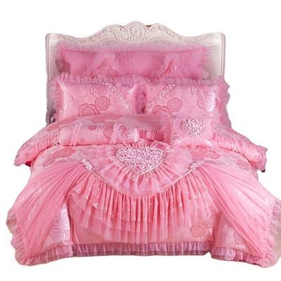 China Portable Hot Selling Wedding Embroidery Polyester Blend Lace Set Bedspread Bedspread Home Bedding Set for sale