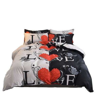 China Wholesale Disposable Printed 4pcs 3d Heart Blanket Bedding Set and Flower Blanket Comforter Quilt for sale