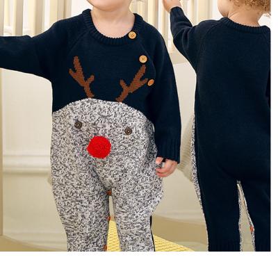 China Breathable 2022 Boys And Girls Knitted Cartoon Deer Romper Christmas Sweater for sale