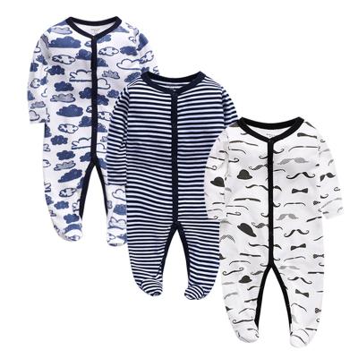 China Wholesale 100% cotton Hongwin baby jumpsuit wrap foot crawling clothes newborn baby jumpsuit wrap fart coat autumn and winter pajamas for sale