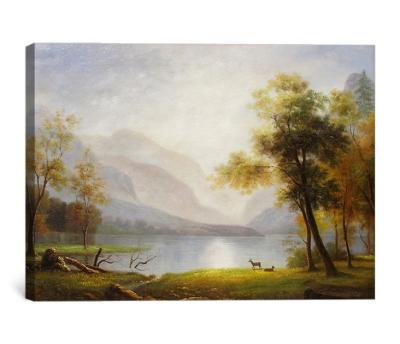 China Beautiful Classic Natural Landscape Painting Lake Tree Paintings Landscape Park Oil Painting On Canvas Home Decor for sale