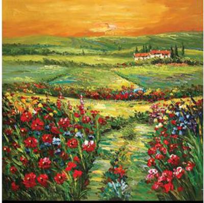 China High Quality Handmade Impressionist Flower Field Impressionist Painting, Colorful Flowers Art Painting For Home Deco for sale