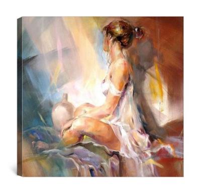 China Beautiful Woman Side Face Impressionist Picture Painting Impressionist Romantic Sexy Acrylic Canvas Painting for sale