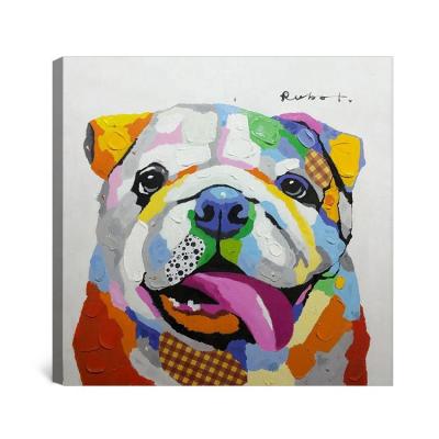 China Modern Popular Handmade Dog Pop Art Cloth Animal Oil Painting for sale