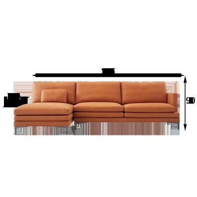 China Factory Wholesale Price Customized OEM Accepted Dark Orange Color Frame Solid Wood Sectional Sofa for sale