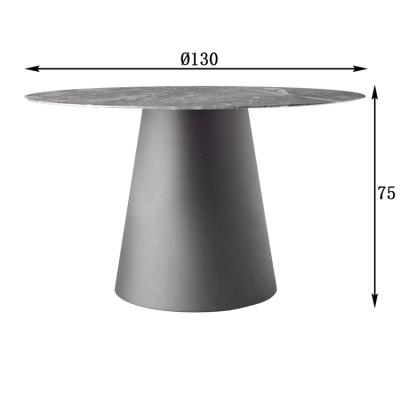 China Promotional Eco-friendly And Fashionable Carbon Steel High Density Natural Stone Gray Base Bottom Board 1.5 Round Dining Table for sale