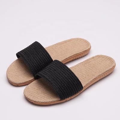 China Man Anti-skid Canvas Home Woman Straw Summer Slipper Indoor Sandals for sale