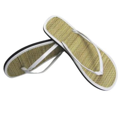 China Women Anti-slippery Straw Flip Flops Summer Slipper Bamboo Sandals for sale