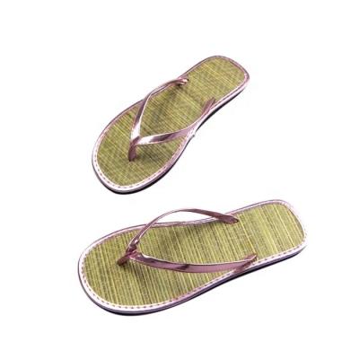 China Women Anti-slippery Straw Flip Flops Summer Slipper Bamboo Sandals for sale