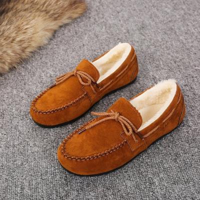 China Women Winter Ladies Plush Suede Flat Warm Micro Indoor Casual Moccasin Shoe Loafer Flat Shoe for sale