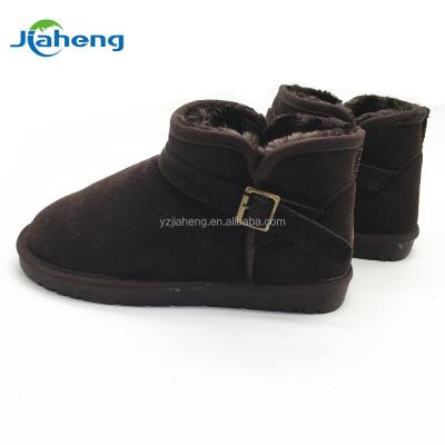 China Fashionable TPR Cow Suede Genuine Leather Snow Boots For Women With Buckle for sale