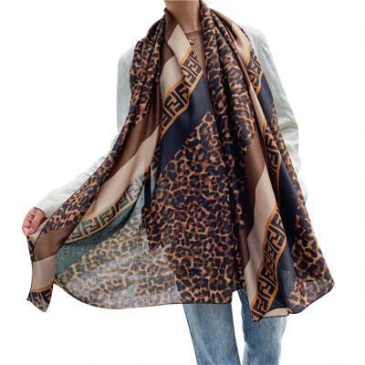 China 2019 Autumn Winter Long Sale Woman Leopard Print Cotton Warm Touch Scarf for sale