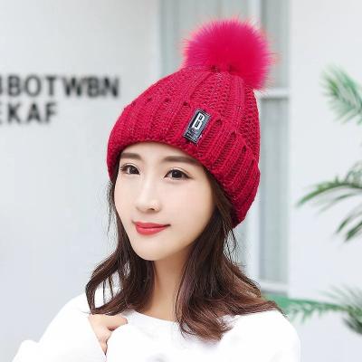 China Women Girls Ladies COMMON Fleece Striping Pom Pom Colorful Winter Hat Beanie Scarf Warm Knitted Set for sale