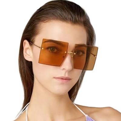 China Hot Trending Sun Glasses Fashion Sunglasses 2021 Oversized Square Personalized Rimless Sunglasses for sale