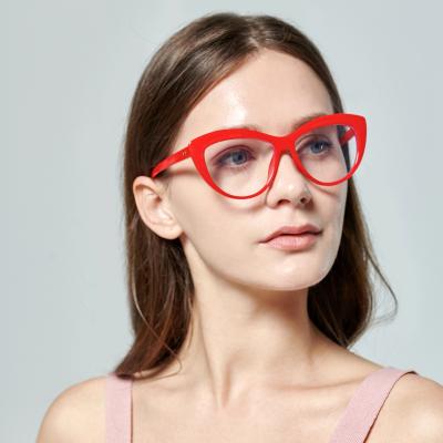 China New Fashionable Cat Eye Anti Blue Light Glasses Frames Women Calculate Optical Frames for sale