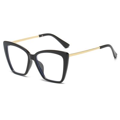 China Anti Large Optical Blue Light Personality Wholesale Fashionable Cat Eye Glasses Frames Women Glass Frame for sale