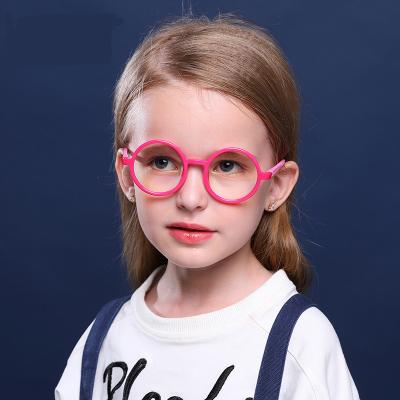 China Fashion Computer and Gaming iPad Kids Blue Light Blocking Flexible Silicone Glasses Frames Cute Round Girl Glasses Frames for sale