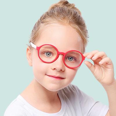 China Trendy Fashion Around Baby Blue Lightweight Flexible Glass Frame Anti Computer Glasses Optical Frames for sale