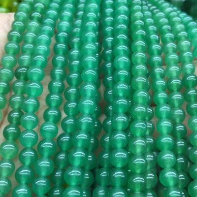 China Elegant Natural Green Jade Beads Chalcedony Gemstone Beads for Jewelry for sale