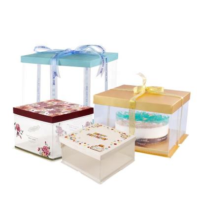 China Recycled Materials Printing Clear Plastic Packaging Box Custom Collapsible PET Gift Box For Cake for sale