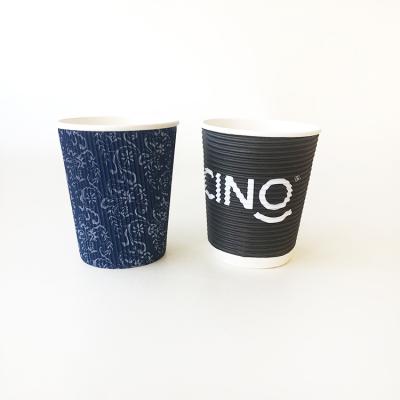 China Logo Print Espresso Paper Cup Custom Made Biodegradable 4oz 7oz 8oz 12oz 16oz Ripple Paper Cup for sale