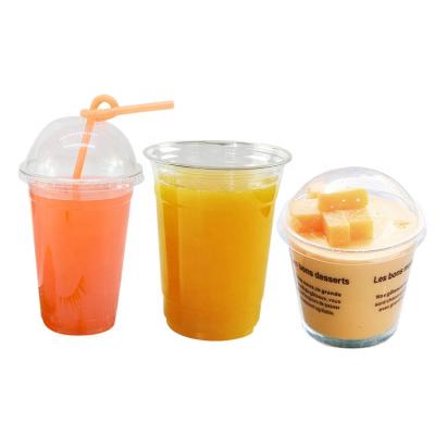 China Eco-Friendly / Easy To Carry OEM Clear Disposable Drink Cup Take Away Plastic PET Cup Custom With Logo for sale