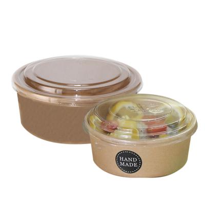 China Biodegradable Disposable Lunch Food Grade Kraft Paper Salad Packaging Takeout Box With Window for sale