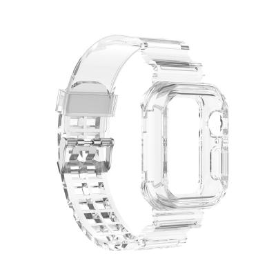 China Environmentally Friendly Transparent Sun Fade Discoloration TPU Watchband For Apple Watch for sale