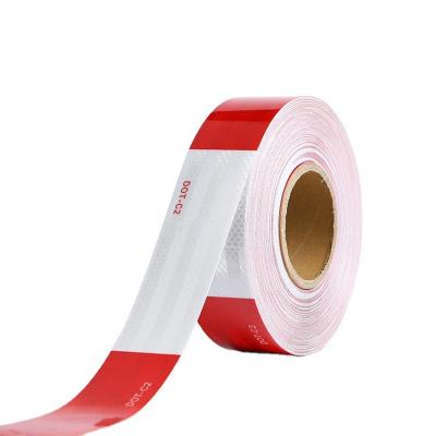 China Untearable High Visibility DOT-C2 Safety Red White Reflective Tape Sticker Waterproof Outdoor Reflective Tape For Truck for sale