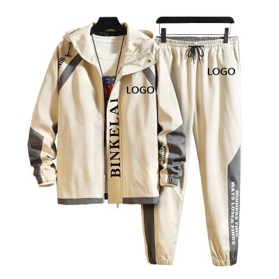 China QUICK DRY Autumn Hooded Jacket Trousers Two-Piece Mens Sports Casual Cardigan Set Logo Custom Design for sale