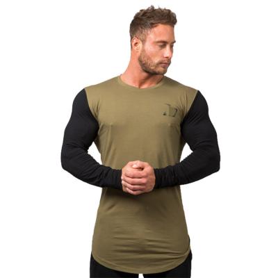 China Breathable Fitness Men's Running Sports Slim Cotton Stretch Fitness Long Sleeve Slim T-Shirt for sale