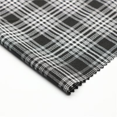 China Double Faced Woven Fabric Four Way Plaid Shaoxing Textile Check Fabric Thick Black Stretch Polyester Fabric for sale