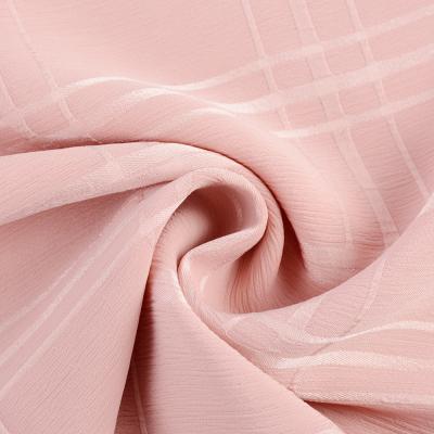 China Double Faced 100% Soft Woven Polyester Plaid Crepe Jacquard Scarf Chiffon Fabric Good Quality For Lady Dress for sale