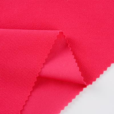 China Double Faced Wholesales Shaoxing Polyester Fabric 2021 Custom Color Plain Dye Twill Knits Fabric For Dress for sale