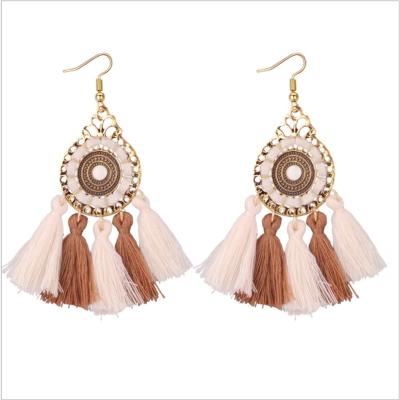 China Bohemia Ethnic Party Drop Big Long High Quality Tassel Earrings Flower Statement Women Fringe Earrings Dangle Earrings Jewelry for sale