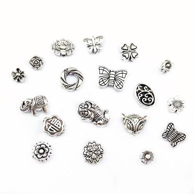 China Wholesale High Quality Tibetan Antique Silver Plated Heart Charms Metal Spacer Beads For Jewelry Making Diy Finding Accessories for sale