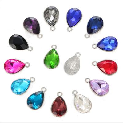 China High Quality Metal Rhinestone Charms Colorful Crystal Pendants Necklace Earrings Jewelry Accessories For Jewelry Making Diy Water Drop for sale