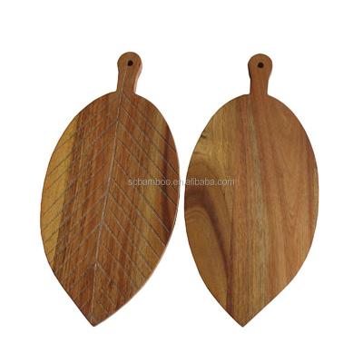 China Wholesale Shape Viable Acacia Leaf Breakfast Serving Board Wood for sale