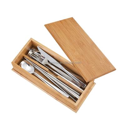 China Sustainable Bamboo Cutlery Tray, Drawer Utensils Storage Organizer for sale