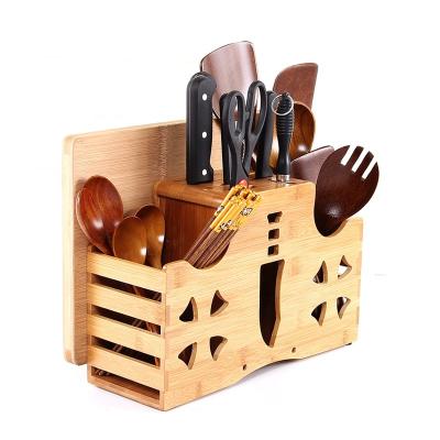 China Viable muti-fuctional kitchen storage organizer, knife and utensil holder and bamboo cutting board holder wholesale for sale