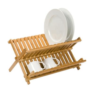 China Sustainable Eco Friendly Countertops Folding Bamboo Dish Drying Rack For Kitchen for sale