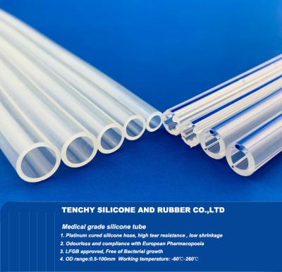 中国 Medical Grade Silicone Tubing Clear Silicone Hose Tube USP Class VI Level 販売のため