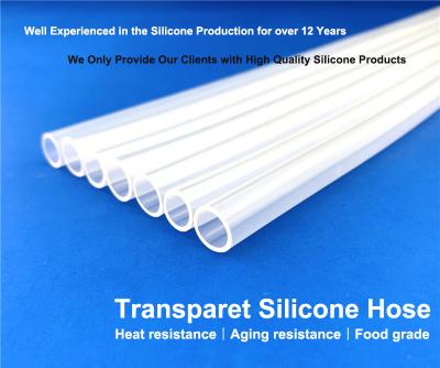 China 80A llevan - el alto tubo de goma de silicona transparente resistente de la categoría alimenticia en venta