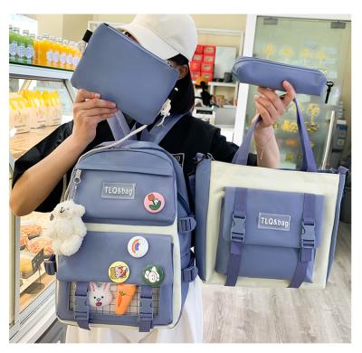 China Other 2021 New Lady Schoolbag Set Fashion Trend Four-piece Backpack Youth Canvas Cute School Backpack Set for sale